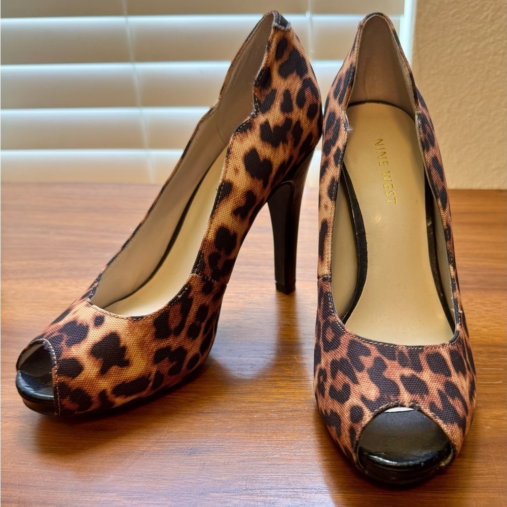 Nine West Brown and Black Peep Toe Stiletto Heels